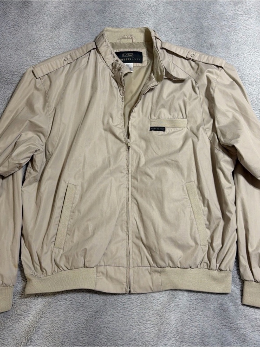 Members Only Beige Lightweight Iconic Bomber Jacket Size 42L